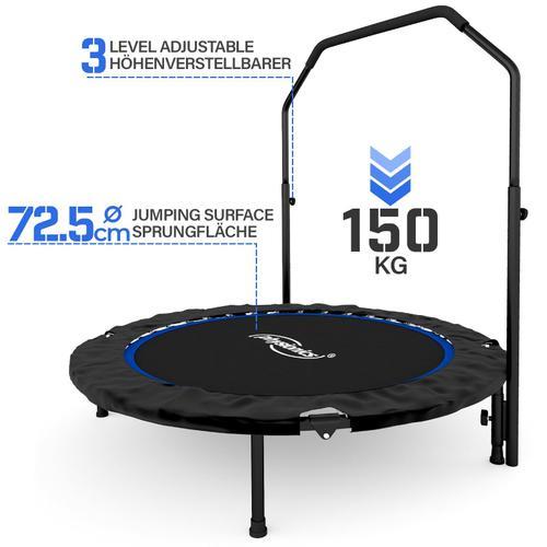 Physionics Mini Trampoline Fitness - Pliable, Barre Rglable,  101 Cm, Usage Intrieur/Extrieur - Trampoline De Gym, Arobic