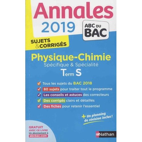 Physique-Chimie Tle S Spcifique Et Spcialit - Sujets & Corrigs    Format Beau livre 