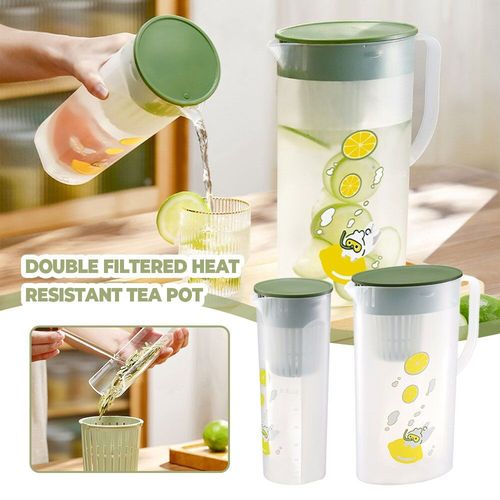 Pichet  Th En Plastique Avec Couvercle Pour Eau Chaude Et Froide, Double Filtration, Design Pratique, Incassable, Rsistant  La Chaleur, 2022
