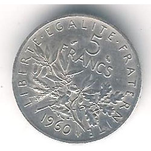 Pice 5 Francs Argent 1960- Semeuse O. Roty