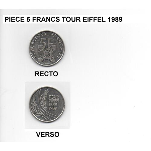 Piece 5 Francs Tour Eiffel 1989