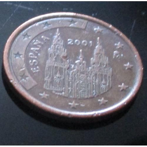 Pice De 5 Cents Espagne-Anne 2001-Cathdrale De Saint-Jacques De Compostelle-Tranche Lisse-Pice Ayant Circul