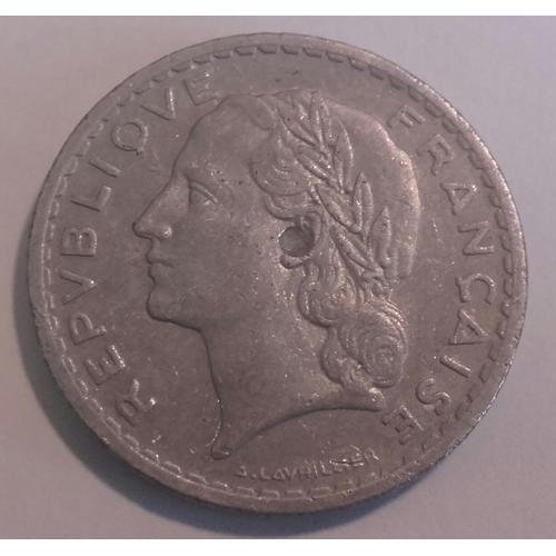 Pice De 5 Francs 1949 Avec Trou Dans L'oreille