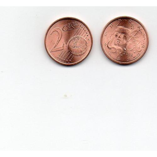 Piece Monnaie France 2 Centimes Cts D'euro 2015