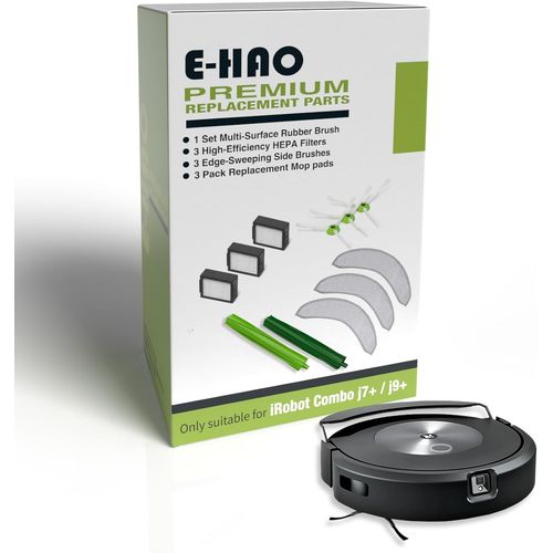 Pices De Rechange Pour Aspirateur Irobot Roomba Combo J7+, J9+, Max 10, 1 Rouleau En Caoutchouc, 3 Tampons De Nettoyage Rutilisables, 3 Filtres Hepa Et 3 Brosses De Balayage Des [SSE7111081]