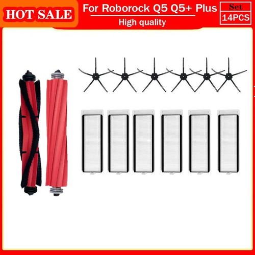 Pices de rechange pour aspirateur robot Roborock Q5 Q5 + Plus,accessoires,rouleau,brosse latrale principale,filtre Hepa,housse de sac  poussire - Type 14pcs.1