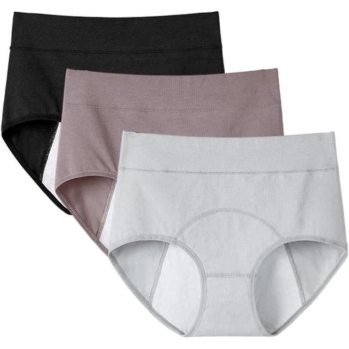 Pices Pantalons Menstruels Flux Lourd Femmes Culottes tanches Coton Sous-Vtements Menstruels Femmes Slips Menstruels L Gris Marron Noir