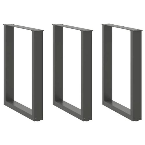Pieds De Table A Manger En Acier 3 Pieces Anthracite | 70 X (72-73) Cm, Structure Robuste, Niveleurs Reglables, Design Moderne