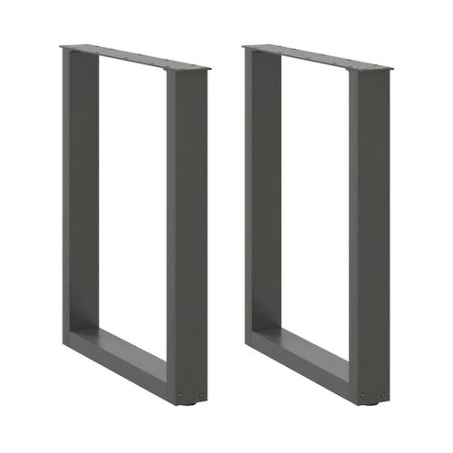 Pieds De Table A Manger En Acier Thermolaque Anthracite | 2 Pieces 70 X (72-73) Cm, Structure Robuste, Niveleurs Reglables, Design Moderne