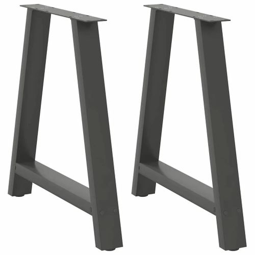Pieds De Table A Manger En Acier Thermolaque Anthracite | 2 Pieces, 80 X (72-73) Cm, Forme En A, Structure Robuste, Niveleurs Reglables