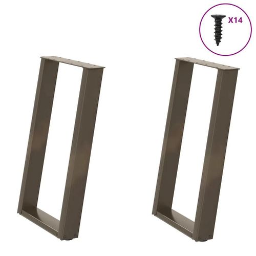 Pieds De Table A Manger En Forme De U En Acier Thermolaque | 2 Pieces, 60 X (72-73) Cm, Structure Robuste, Niveleurs Reglables, Gain De Place