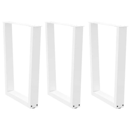 Pieds De Table A Manger En Forme De V | 3 Pieces, Acier Thermolaque, 70 X (72-73,3) Cm, Blanc, Stabilite Reglable, Design Moderne