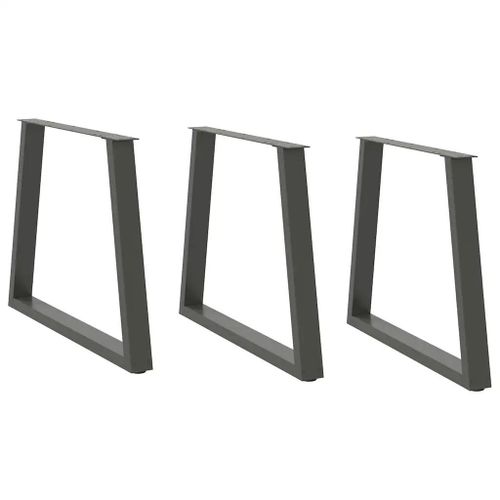 Pieds De Table A Manger En Forme De V En Acier Thermo-Laque | 3 Pieces, Anthracite, 80 X (72-73,3) Cm, Stabilite Reglable, Design Moderne