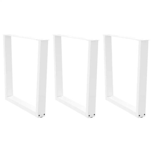 Pieds De Table A Manger En Forme De V En Acier Thermo-Laque | 3 Pieces, Blanc, 80 X (72-73,3) Cm, Compact, Stabilite Reglable, Design Moderne