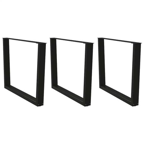 Pieds De Table A Manger En Forme De V En Acier Thermo-Laque | 3 Pieces, Noir, 100 X (72-73,3) Cm, Stabilite Optimale, Design Moderne