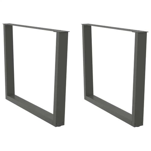 Pieds De Table A Manger En Forme De V En Acier Thermolaque | 2 Pieces Anthracite, 100 X (72-73,3) Cm, Stabilite Reglable, Design Moderne
