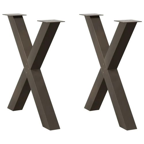 Pieds De Table A Manger En Forme De X En Acier Naturel | 2 Pieces, 70 X (72-73) Cm, Structure Robuste, Niveleurs Reglables, Gain De Place