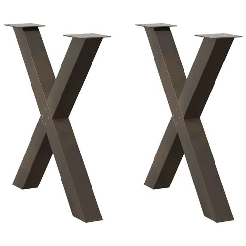 Pieds De Table A Manger En Forme De X En Acier Naturel | 2 Pieces, 80 X (72-73) Cm, Structure Robuste, Niveleurs Reglables, Montage Facile