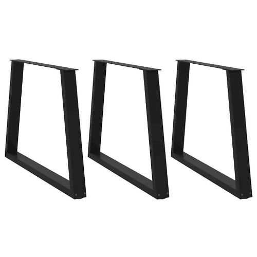 Pieds De Table A Manger En V En Acier Thermolaque 3 Pieces | Noir, 90 X (72-73,3) Cm, Compact, Stabilite Reglable, Design Moderne