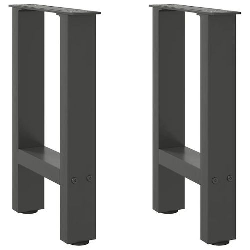 Pieds De Table Basse En Acier Thermolaque Anthracite | 2 Pieces 28x(42-43)Cm, Structure Robuste, Niveleurs Reglables, Design Moderne