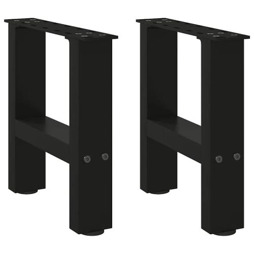 Pieds De Table Basse En Acier Thermolaque Noir | 2 Pieces 30 X (30-31) Cm, Structure Robuste, Niveleurs Reglables, Gain De Place