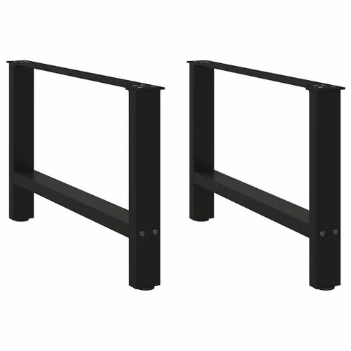 Pieds De Table Basse En Acier Thermolaque Noir | 2 Pieces 70 X (42-43) Cm, Structure Robuste, Niveleurs Reglables, Gain De Place