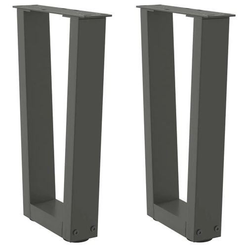 Pieds De Table Basse En Forme De V En Acier Thermo-Laque | 2 Pieces, Anthracite, 38 X (42-43,3) Cm, Compact, Stabilite Reglable, Design Moderne