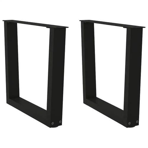 Pieds De Table Basse En Forme De V En Acier Thermolaque | 2 Pieces, Noir, 60 X (42-43,3) Cm, Compact, Stabilite Reglable, Design Moderne
