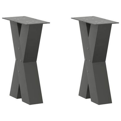 Pieds De Table Basse En Forme De X En Acier | 2 Pieces, Anthracite, 38 X (42-43) Cm, Structure Robuste, Gain De Place, Niveleurs Reglables