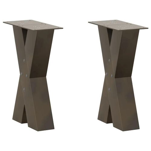 Pieds De Table Basse En Forme De X En Acier Naturel | 2 Pieces, 28 X (42-43) Cm, Structure Robuste, Niveleurs Reglables, Design Moderne, Gain De Place