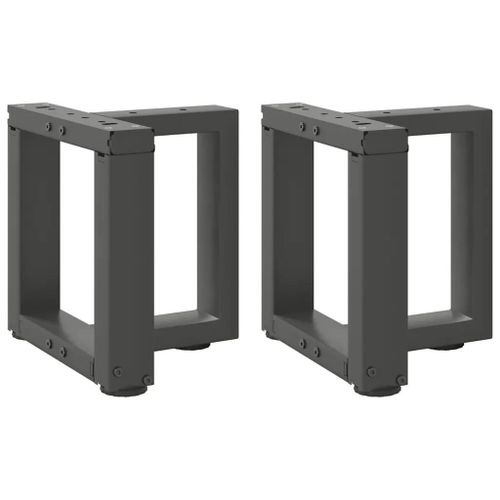 Pieds De Table Basse En T En Acier Thermolaque Anthracite | 2 Pieces, 30x25x(30-31) Cm, Structure Robuste, Niveleurs Reglables, Gain De Place