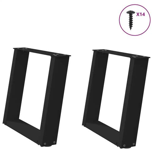 Pieds De Table Basse En U En Acier Thermolaque | 2 Pieces, Noir, 50 X (42-43) Cm, Structure Robuste, Gain De Place, Montage Facile