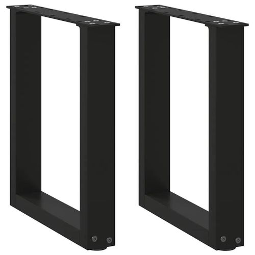 Pieds De Table Basse En U En Acier Thermolaque Noir | 2 Pieces, 38 X (42-43) Cm, Structure Robuste, Niveleurs Reglables, Gain De Place