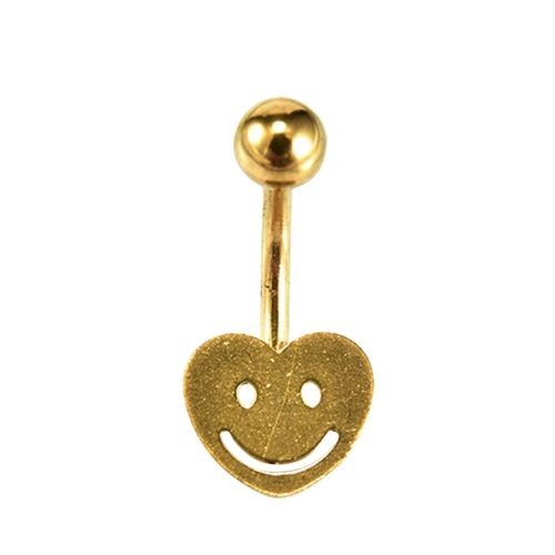 Piercing De Nombril En Forme De Cour Avec Visage Souriant (Dore)