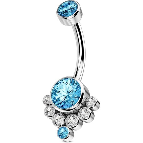 Piercing De Nombril En Titane Massif G23 Avec Zircone Cubique Transparente 14 G