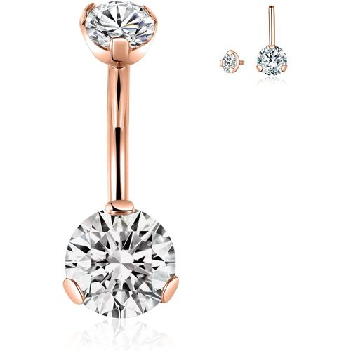 Piercing De Nombril G23 En Titane Avec Filetage Interne 14 G 10 Mm Cinq Opales Cz Forme Incurve Bijoux De Nombril Piercing De Nombril