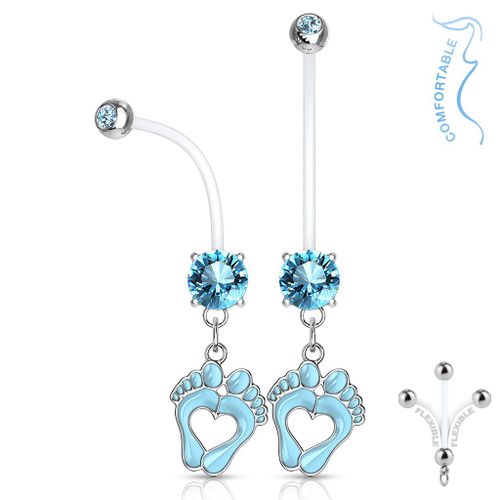 Piercing Nombril Grossesse Pieds Bb Maternit Pierre Zirconium Longue Barre Acrylique Retainer Bioflex Alice Bleu Lovepiercing
