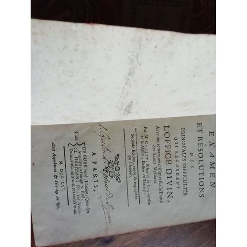 Pierre Collet, Examen Et Rsolutions Des Principales Difficults Qui Regardent L'office Divin, Seconde dition Paris, Chez De Bure Et Herissant, 1756   