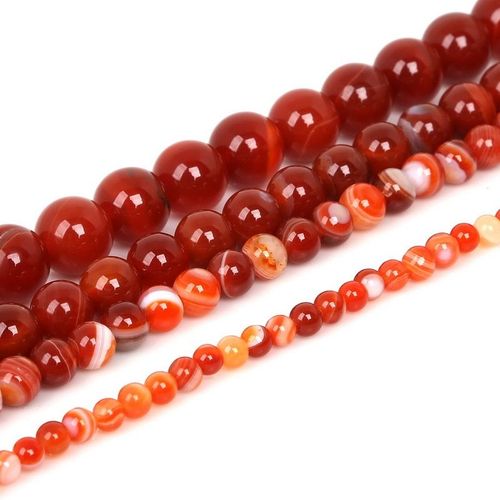 Pierre D'agat  Bande Naturelle, Cornaline Ronde, Perles Breloque Perles Rouges Pour La Fabrication De Bijoux, Colliers Bracelet  Bricoler Soi Mme, 4, 6, 8, 10, 12 Mm