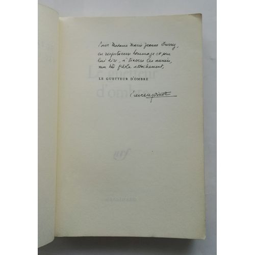 Pierre Moinot Le Guetteur D'Ombre Avec Un Envoi Autographe Sign 1979 Nrf Gallimard / Prix Femina 1979
