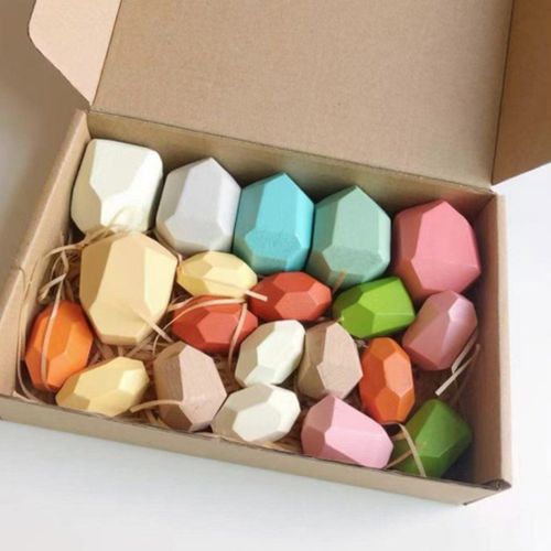 Pierres Colores En Bois Pour Enfants, 20 Pices, Bloc De Construction Jenga, Jouet ducatif Cratif, Style Nordique, Jeu  Empiler, Arc-En-Ciel, Jouet Cadeau