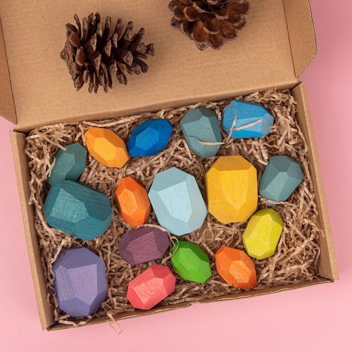 Pierres Colores En Bois Pour Enfants, Jouet Jenga ducatif Et Cratif, Blocs De Construction De Style Scandinave, Jeu  Empiler, Couleur Arc-En-Ciel, Cadeau