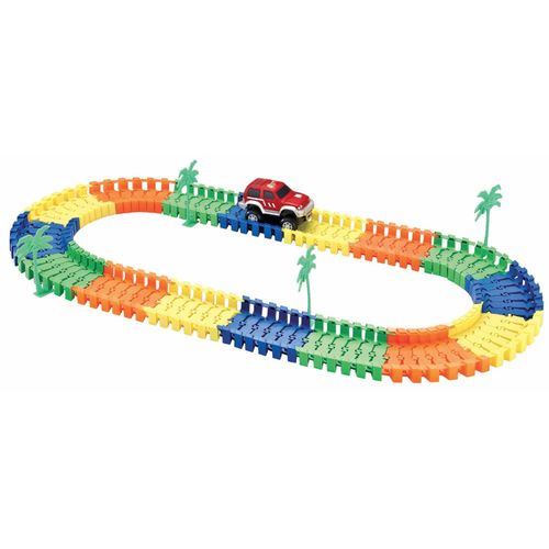 Pifun Circuit Flexible Action - 96 Rails + 1 Voiture + 4 Palmiers / Stickers