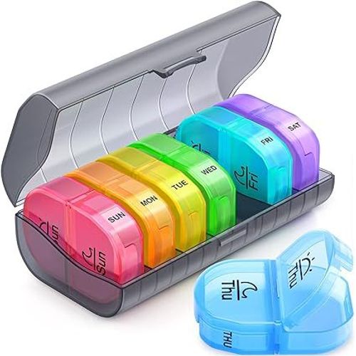 Pilulier Hebdomadaire 2 Fois Par Jour, Bote  Pilules Am/Pm Avec 7 Piluliers Dtachables Pour Contenir Mdicaments, Vitamines Et Huiles De Poisson