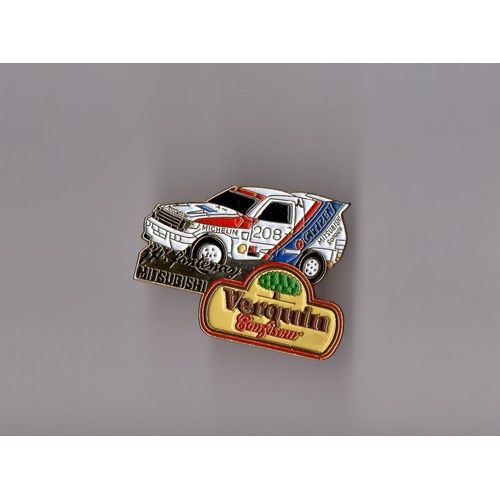 Pin's rallye Jean Pierre Fontenay / Verquin confiseur Mitsubishi