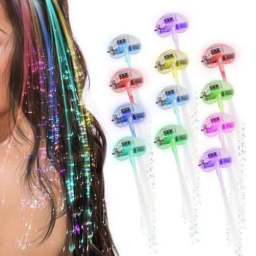 Pince  Cheveux Lumineuse Led  Accessoire En Fibre Lumineuse Colore Pour Ftes, Festivals Et vnements  Lot De 12 Pices