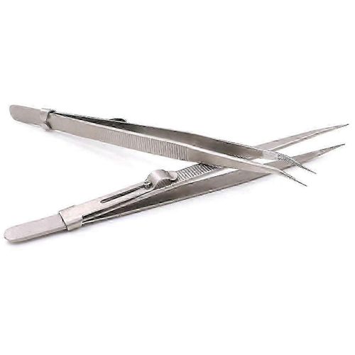 Pince  piler De Prcision 2pcs, Modle DOutils De Fabrication De Loisir, Pince  piler En Acier Inoxydable  Pointe Plate Courbe Et Droite Amliore