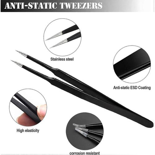 Pince  piler De Prcision, Pince  piler Incurve Antistatique, Pince  Souder De Prcision, Pince  piler De Prcision Antistatique Esd En Acier Inoxydable Pour Tous Les Types De Rep