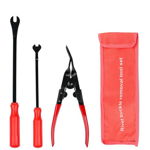 Pince de fixation automobile 3 pices/ensemble, pour enlever le panneau de porte de voiture, Clip de garniture, outil d'extraction automatique, Clip de retenue, barre  levier, sac en Nylon