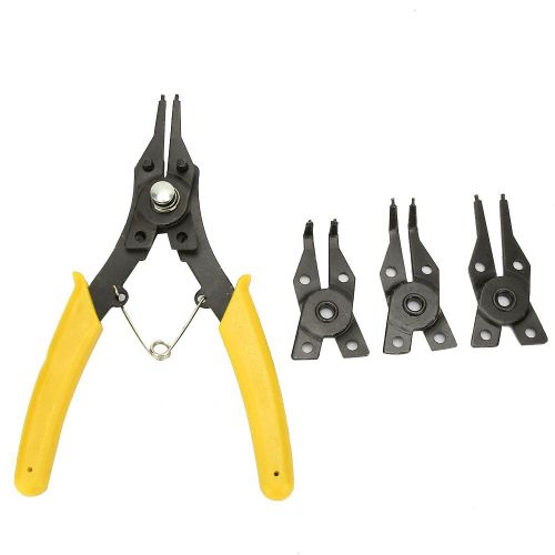 Pince Multifonction 4 En 1 Pour Circlips, Extracteur D'anneaux Internes Et Externes (Jaune)